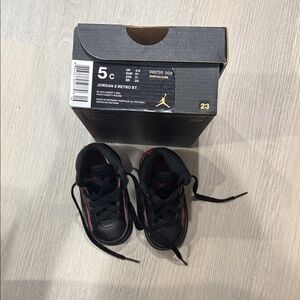 Jordan 2 Retro BT Kids Sneakers - Black with Red Accents